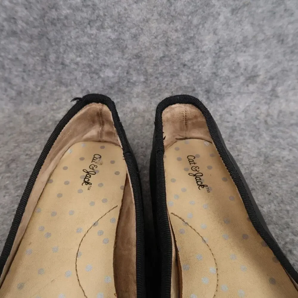 Cat & Jack Shoes Girls 1 Ballet Flats Slip On Bow Black Casual Classic Kids